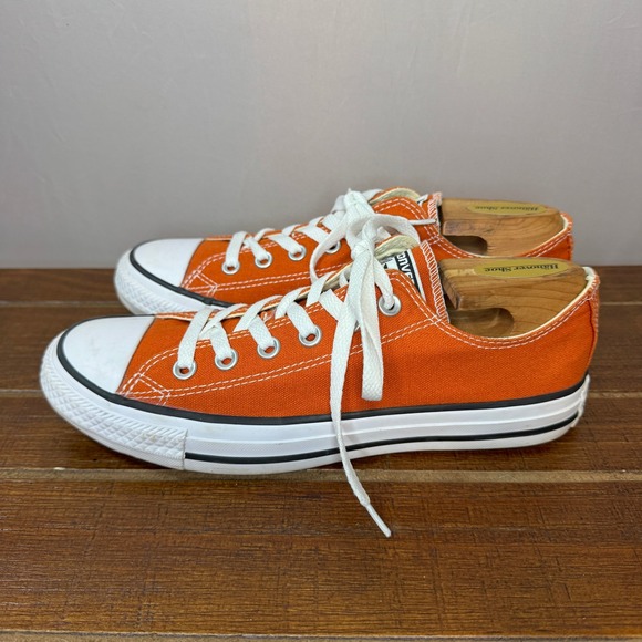 Converse Chuck Taylor All Star Low Top Orange Canvas Sneakers Womens 10 Mens 8 - Picture 3 of 9